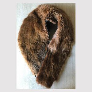 Salvaged Vintage Fur Collar Retro Dark Brown Collar Double Sided Fur Upcycle